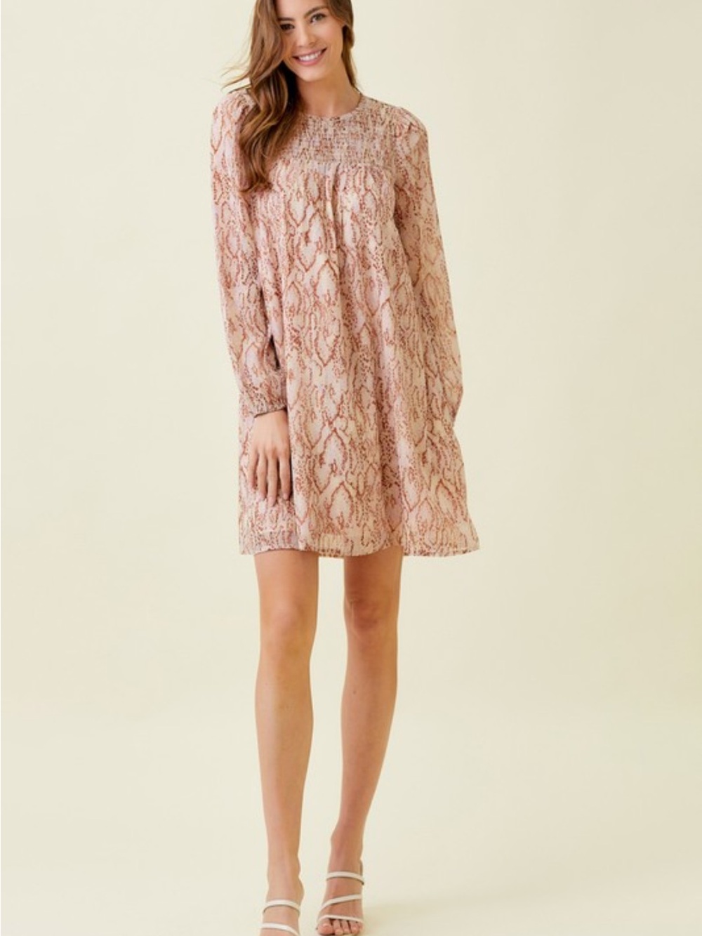 Smocked Yoke Top Chiffon Dress - Picture 3 of 7